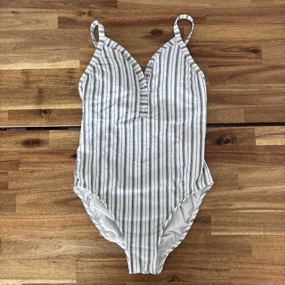 Seafolly Australia Women’s Swimsuit USA Sz 6 Striped Beach Resort Pool Vacation - Picture 2 of 13
